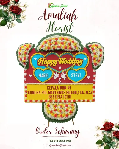 Karangan Papan Bunga Pernikahan di Sukorame